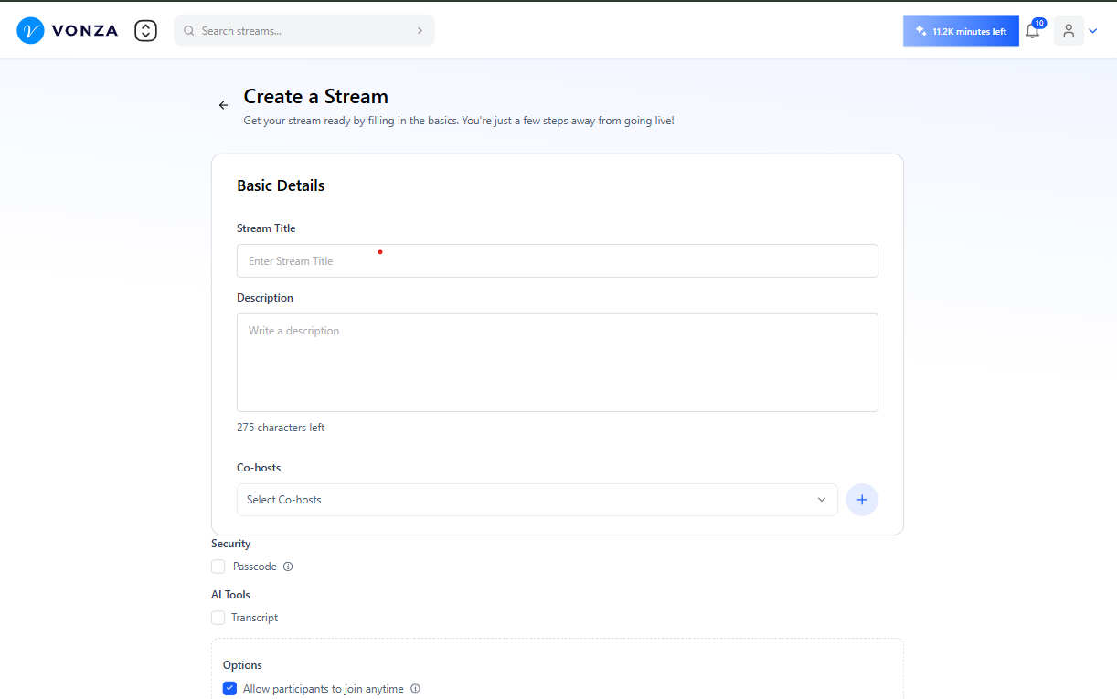Create new stream