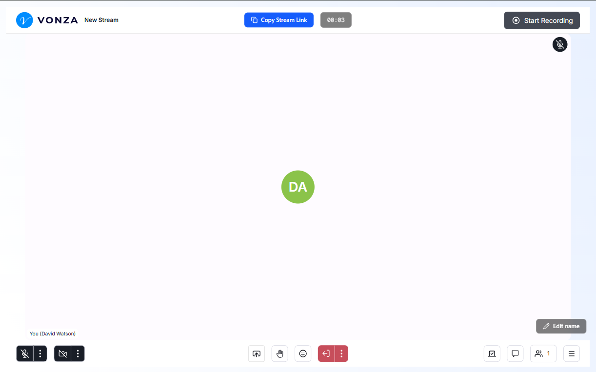 Vonza — Live Streaming Feature
